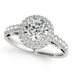 Genuine Round Diamond Engagement Fancy Halo Ring 2.50 Carats White Gold 14K