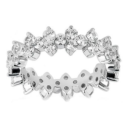 Genuine Round Diamond Eternity Wedding Band 2.40 Carats Women Jewelry