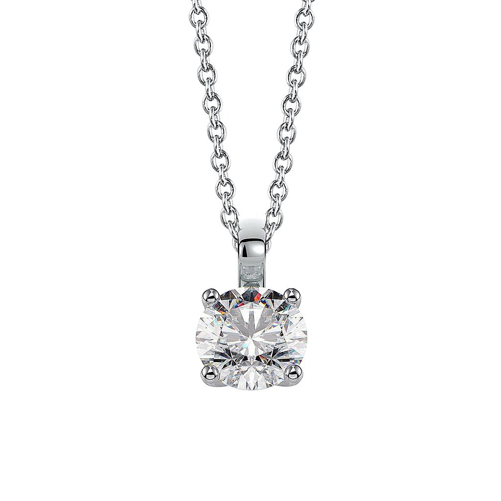 Genuine Round Natural Earth Mined Diamond G Vs1 Pendant Necklace Prong Set 1.50 Carat WG 14K