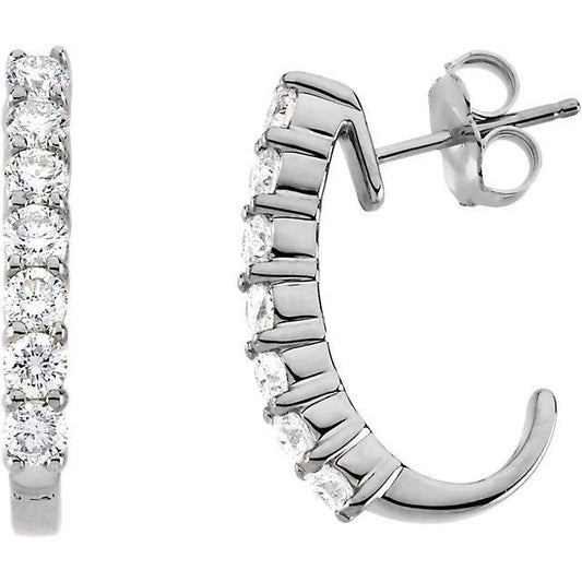 Genuine Round Diamond Half Hoop Earrings