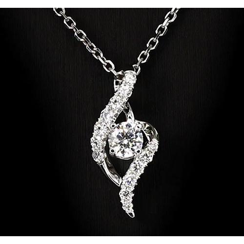 Genuine Round Diamond Pendant 0.66 Carat White Gold 14K