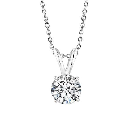 Genuine Round Diamond Pendant Necklace With Chain 0.75 Carat White Gold 14K