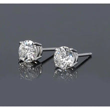 Genuine Round Diamond Stud Earrings 1.50 Carats Basket Set White Gold 14K