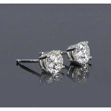 Genuine Round Diamond Stud Earrings 1.50 Carats Basket Set White Gold 14K