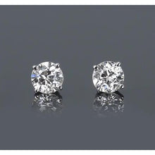 Genuine Round Diamond Stud Earrings 1.50 Carats Basket Set White Gold 14K