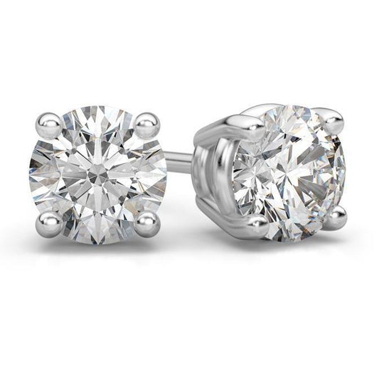 Genuine Round Diamond Stud Earrings 4 Carats Women Gold Jewelry