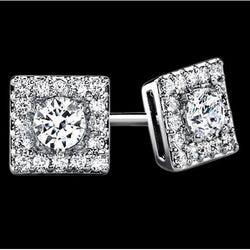 Genuine Round Diamond Stud Halo Earrings Pair 2.32 Ct. Sparkling Diamond Earring