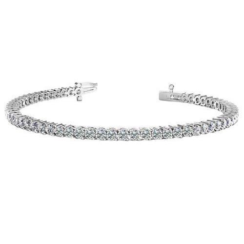 Genuine Round Diamond Tennis Bracelet White Gold 14K Prong Set 5.30 Carats