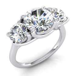 Genuine Round Diamond Three Stone Ring