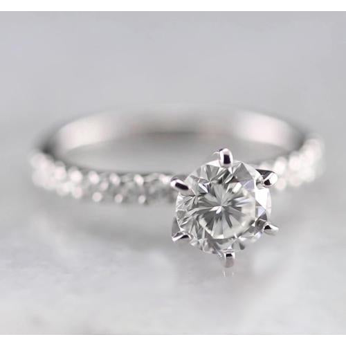 Genuine Round Diamond Womens Engagement Ring 1.50 Carats White Gold 14K