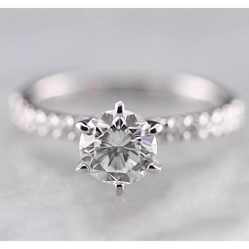 Genuine Round Diamond Womens Engagement Ring 1.50 Carats White Gold 14K