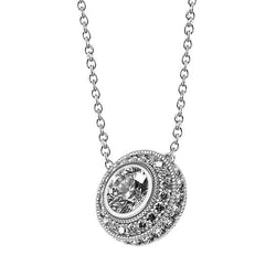 Genuine Round Halo Diamond Pendant Necklace Bezel Set 2.5 Carat White Gold 14K