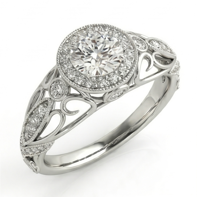 Genuine Round Natural Earth Mined DIAMOND ( NOT LAB GROWN ) Engagement Anniversary 1.10 Carat Fancy Ring WG 14K