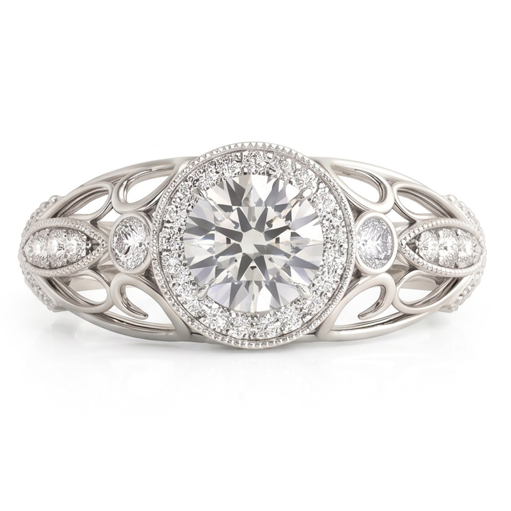 Genuine Round Natural Earth Mined DIAMOND ( NOT LAB GROWN ) Engagement Anniversary 1.10 Carat Fancy Ring WG 14K