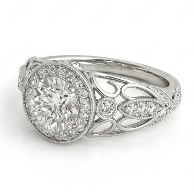 Genuine Round Natural Earth Mined DIAMOND ( NOT LAB GROWN ) Engagement Anniversary 1.10 Carat Fancy Ring WG 14K