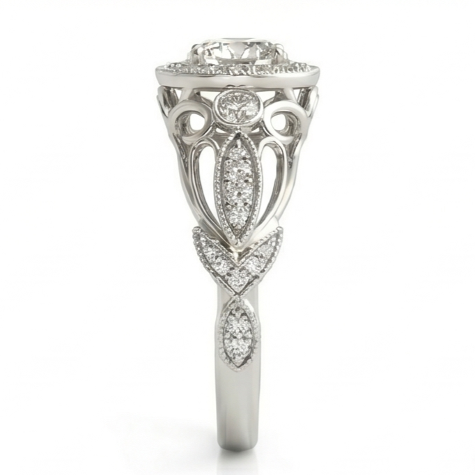 Genuine Round Natural Earth Mined DIAMOND ( NOT LAB GROWN ) Engagement Anniversary 1.10 Carat Fancy Ring WG 14K