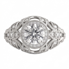 Genuine Round Natural Earth Mined DIAMOND ( NOT LAB GROWN ) Engagement Anniversary Ring Vintage Style 2.0 Ct. WG 14K
