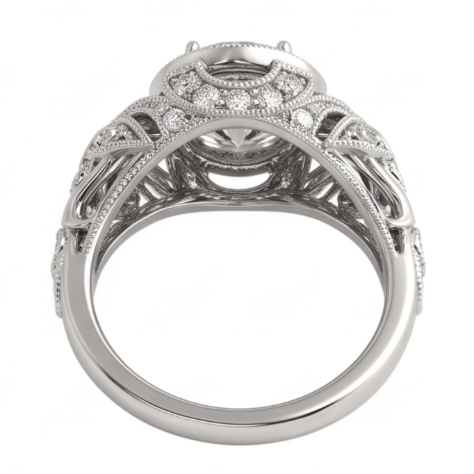 Genuine Round Natural Earth Mined DIAMOND ( NOT LAB GROWN ) Engagement Anniversary Ring Vintage Style 2.0 Ct. WG 14K