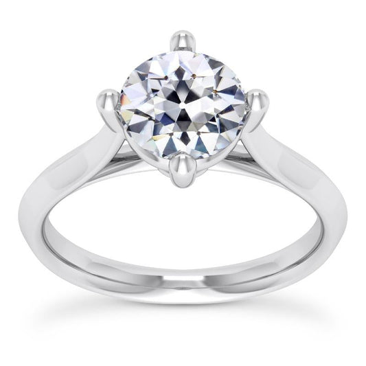 Genuine Round Old Cut Diamond Solitaire Ring Cathedral Set 2.50 Carats