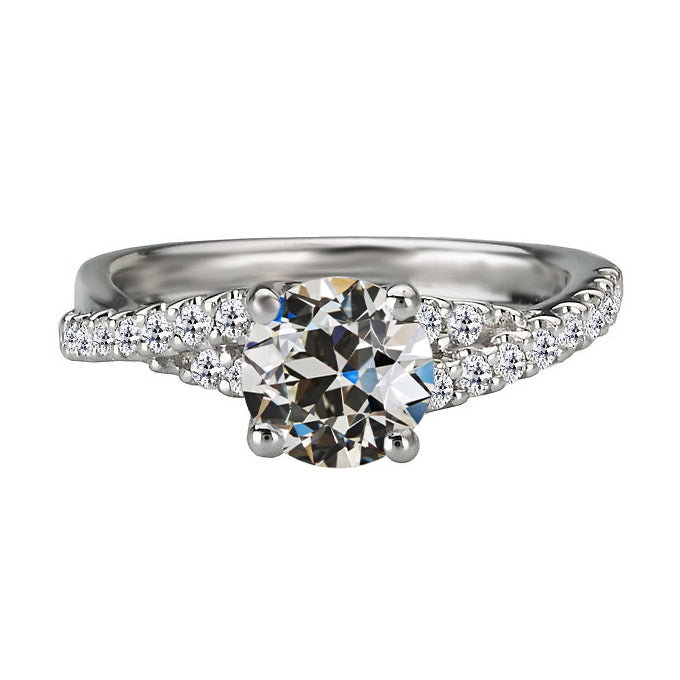 Genuine Round Old Miner Diamond Anniversary Ring Twisted Shank 3.50 Carats