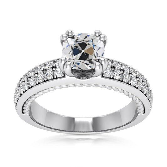 Genuine Round Old Miner Diamond Wedding Ring Pave Set Jewelry 8 Carats