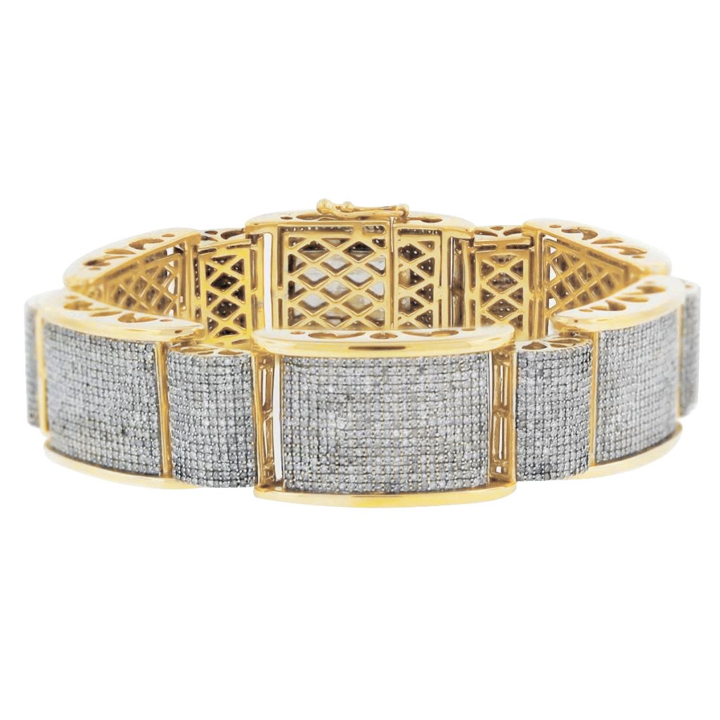 Genuine Round Shaped Diamond Men Bracelet Fine Yellow Gold 14K 28 Carats