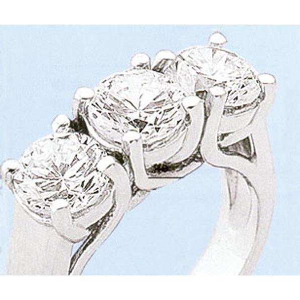 Genuine Round Three Stone Women Ring Sparkling Diamond White Gold 3 Carats