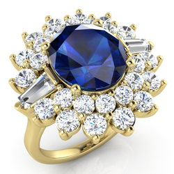 Genuine Sapphire and Diamond Cocktail Ring