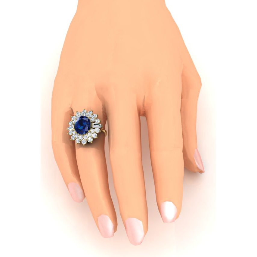 Genuine Sapphire and Diamond Cocktail Ring