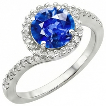 natural round sapphire 2ct ring front view