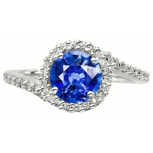 natural round sapphire 2ct ring profile view