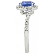 natural round sapphire 2ct ring on white background