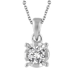 Genuine Solitaire Diamond Pendant Necklace Prong Set Round Diamond Cut Mounting 2.25 Ct