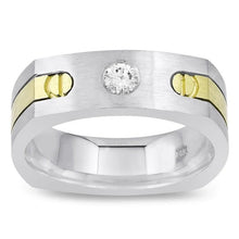 Genuine Solitaire Euro Shank Men Ring Two Tone Round Diamond