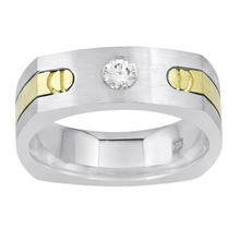 Genuine Solitaire Euro Shank Men Ring Two Tone Round Natural Earth Mined DIAMOND ( NOT LAB GROWN )