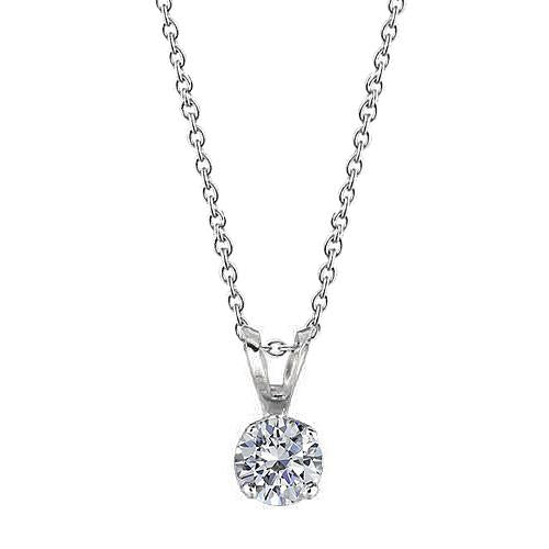 Genuine Solitaire Round Diamond Pendant 1 Carat WG 14K Prong Setting