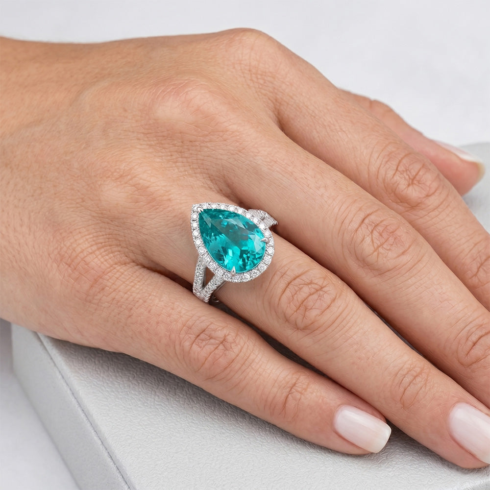 Genuine VVS Clarity Paraiba Tourmaline Halo Setting Ring 5.50 ct