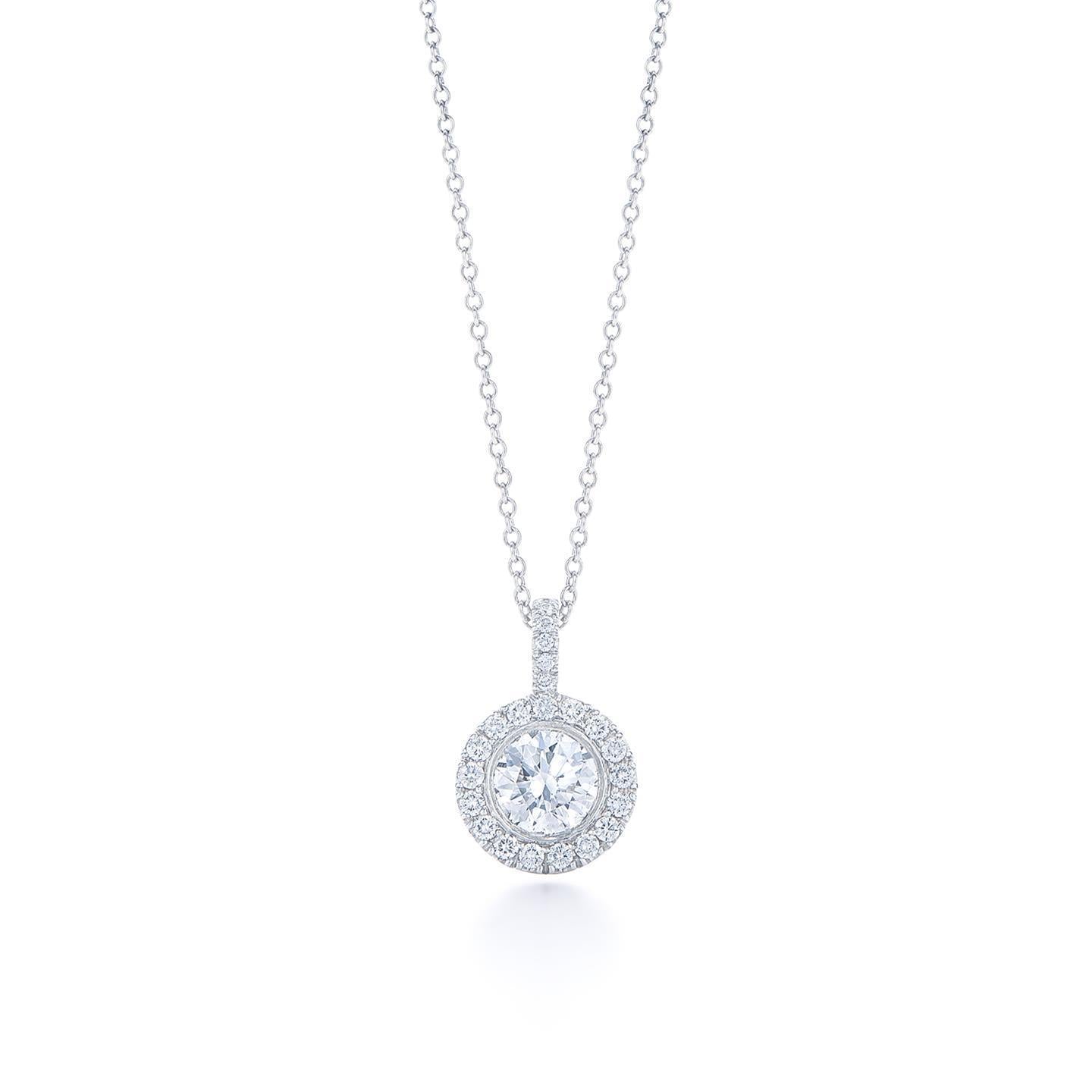 Genuine White Gold Diamonds Pendant Necklace Chain 1.80 Carats Prong Set