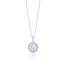 Genuine White Gold Diamonds Pendant Necklace Chain 1.80 Carats Prong Set