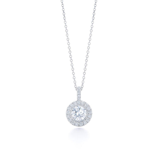 Genuine White Gold Diamonds Pendant Necklace Chain 1.80 Carats Prong Set