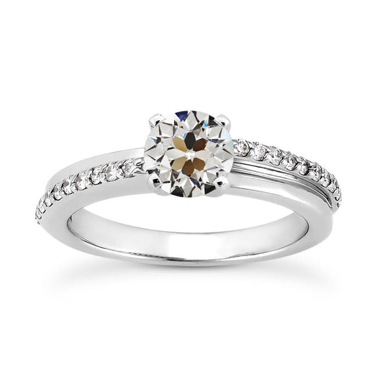 Genuine White Gold Engagement Ring Round Old European Diamond 3.25 Carats