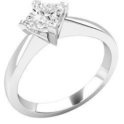 Genuine White Gold Princess Cut Solitaire 2 Carat Natural Earth Mined Diamond Engagement Ring