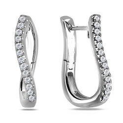 Genuine Women Diamond Hoop Earring Solid White Gold Fine Jewelry 3.10 Carats