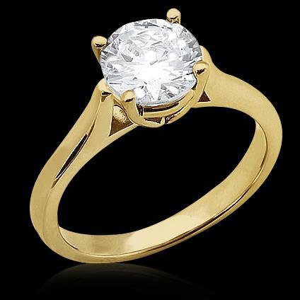 Genuine0 .75 Carats Round Solitaire Yellow Gold 14K Engagement Ring