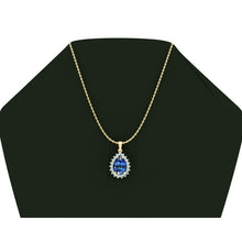 IGI CERTIFIED Genuine Teardrop Blue Sapphire Pendant With Diamonds