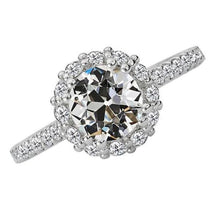 Genuine Diamond Round Old Mine Cut Halo Engagement Ring 5.50 Carats White Gold