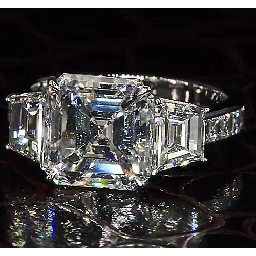 Glamorous 6ct Asscher Natural Diamond Engagement Ring