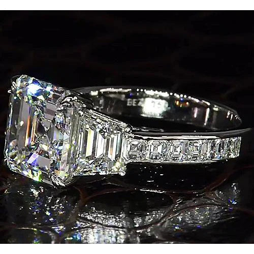 Glamorous 6ct Asscher Natural Diamond Engagement Ring