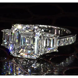 Glamorous 6ct Asscher Natural Diamond Engagement Ring