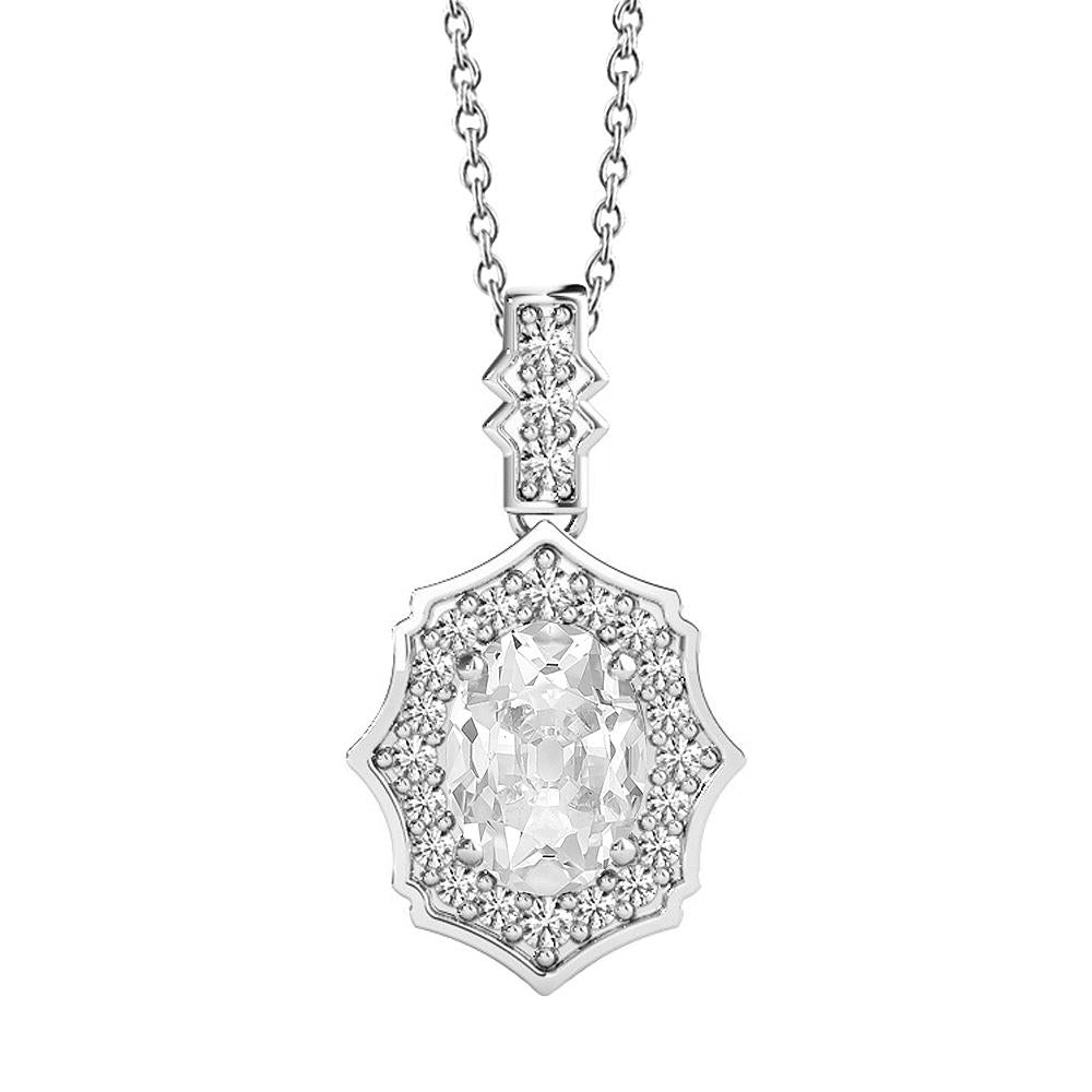 Gold 14K Halo Diamond Pendant Round & Oval Old Miner 3.50 Carats